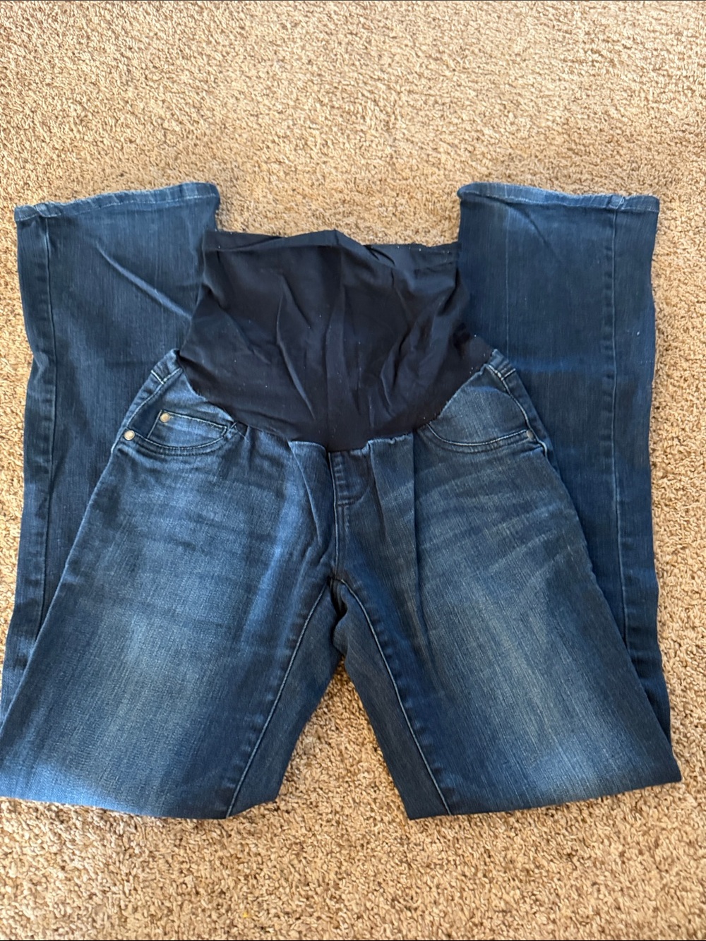 Jessica Simpson Dark Blue Boot Cut Maternity Jeans with Black Panel